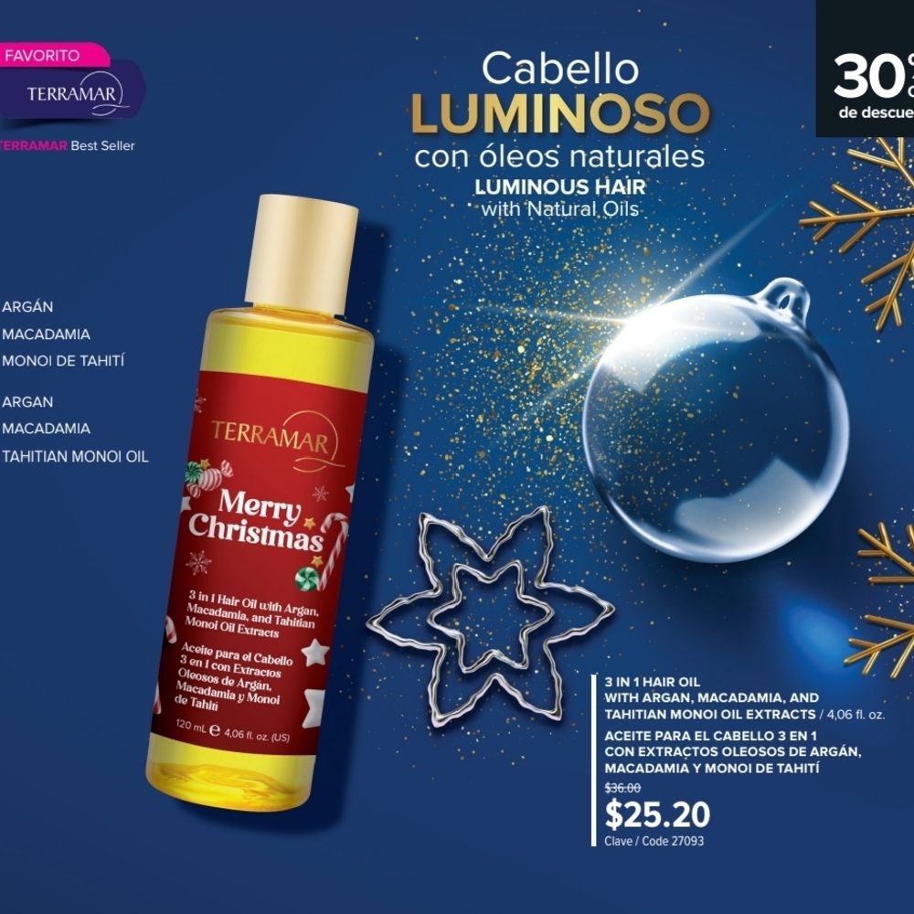 Terramar Merry Christmas Hair Oil - Red